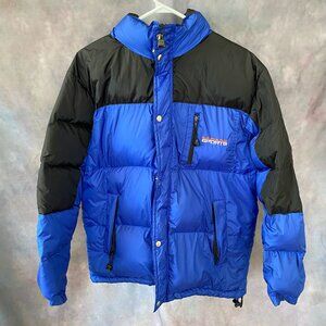 KAZHUMI SPORTS Men's blue black duck down jacket.